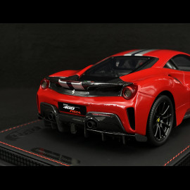Ferrari 488 Pista 2018 Rosso Corsa / Silber Streifen / Carbon Felgen 1/18 BBR Models P18145A6