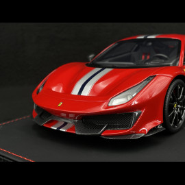 Ferrari 488 Pista 2018 Rosso Corsa / Silber Streifen / Carbon Felgen 1/18 BBR Models P18145A6
