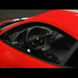 Ferrari 488 Pista 2018 Rosso Corsa / Silver Stripe / Carbon Rims 1/18 BBR Models P18145A6