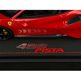 Ferrari 488 Pista 2018 Rosso Corsa / Black Stripe / Carbon Rims 1/18 BBR Models P18145A7