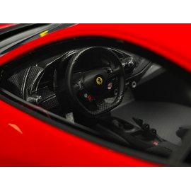Ferrari 488 Pista 2018 Rosso Corsa / Black Stripe / Carbon Rims 1/18 BBR Models P18145A7