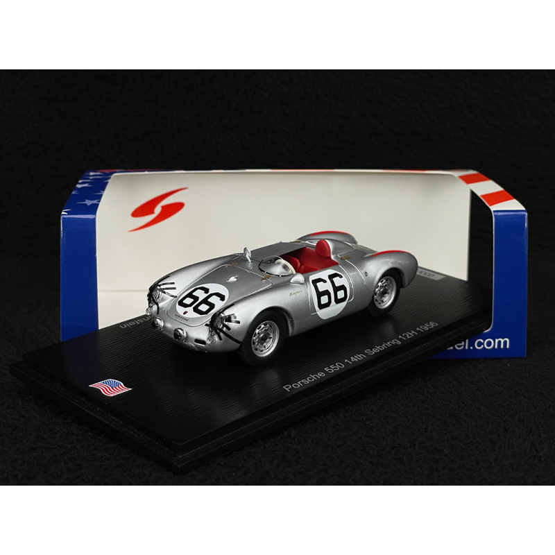 Porsche 550 Spyder n° 66 14th 12h Sebring 1956 1/43 Spark US464