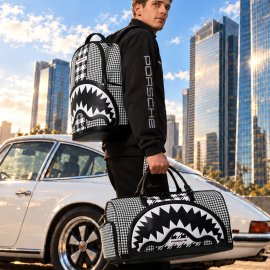 Porsche Backpack X Sprayground Pepita Black / White WAP03500426BBP