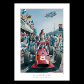 Poster "La Ragazza di Monza" Jacky Ickx Monza 1968 Originalzeichnung von Benjamin Freudenthal