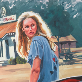 Porsche 550 Spyder James Dean / Ursula Andress 1955 Original Zeichnung von Benjamin Freudenthal