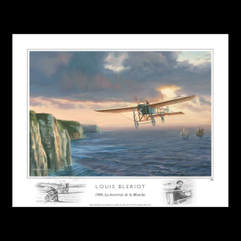 Poster "La Traversée de la Manche, Louis Blériot, 1909" Originalzeichnung von Benjamin Freudenthal