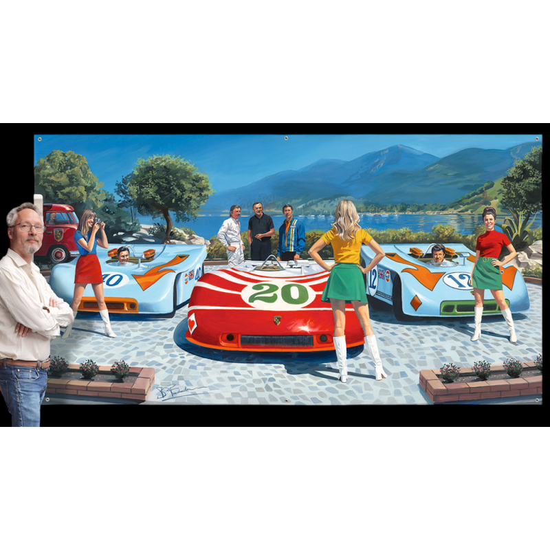 Leinwanddruck Porsche 908 Spyder Targa Boogie Targa Florio 1970 Originalkunstwerk von Benjamin Freudenthal