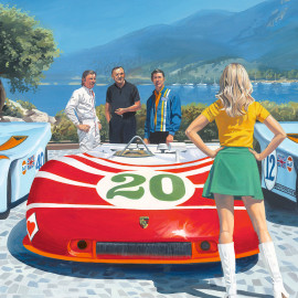 Leinwanddruck Porsche 908 Spyder Targa Boogie Targa Florio 1970 Originalkunstwerk von Benjamin Freudenthal