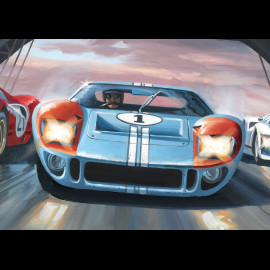Leinwanddruck Ford GT40 24h Le Mans 1966 240 x 150 cm Originalkunstwerk von Benjamin Freudenthal