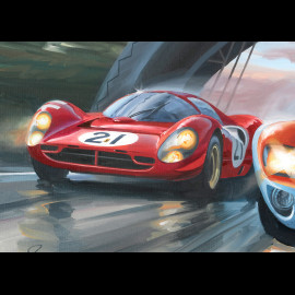 Leinwanddruck Ford GT40 24h Le Mans 1966 240 x 150 cm Originalkunstwerk von Benjamin Freudenthal