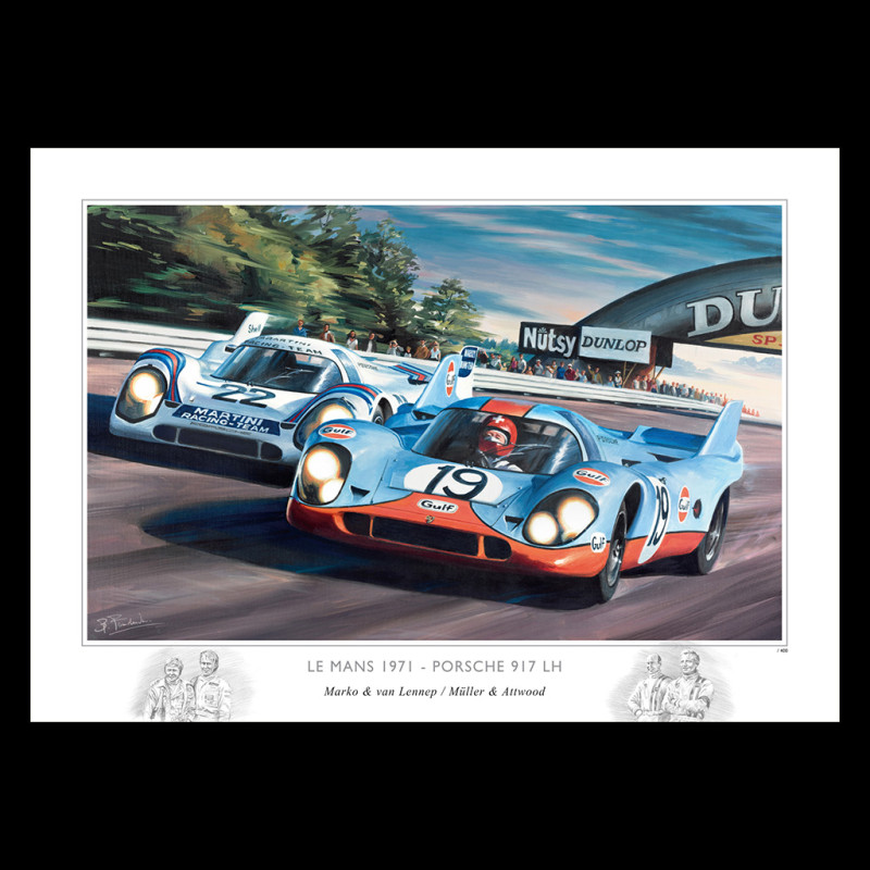 Poster Porsche 917 LH 1971 24h Le Mans 50 x 70 cm Original drawing by Benjamin Freudenthal