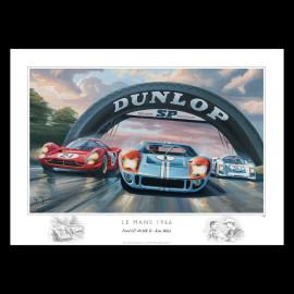 Poster Ford GT40 1966 24h Le Mans 50 x 70 cm Original drawing by Benjamin Freudenthal