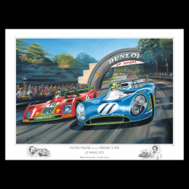 Poster Matra MS670 / Ferrari 312 PB 24h Le Mans 1973 80 x 60 cm Original drawing by Benjamin Freudenthal