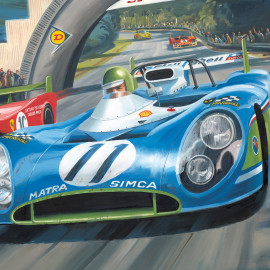 Poster Matra MS670 / Ferrari 312 PB 24h Le Mans 1973 80 x 60 cm Original drawing by Benjamin Freudenthal