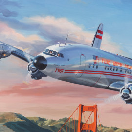 Poster Lockheed Constellation San Francisco 80 x 60 cm Originalzeichnung von Benjamin Freudenthal