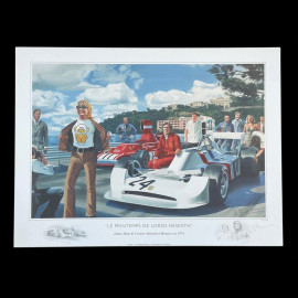 Poster Le Printemps de Lord Hesketh James Hunt GP Monaco 1974 80 x 60 cm Originalzeichnung von Benjamin Freudenthal