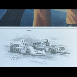 Poster Le Printemps de Lord Hesketh James Hunt Monaco GP 1974 80 x 60 cm Original drawing by Benjamin Freudenthal
