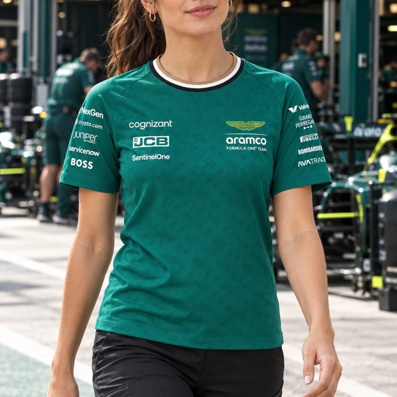 Aston Martin Official T-Shirt Low Cost F1 Team Boss Alonso Green Lux 701229261 - Women