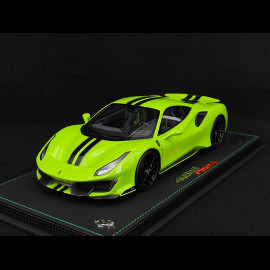 Ferrari 488 Pista 2018 Verde Germoglio / Black Stripes / Carbon Rims 1/18 BBR Models P18145O