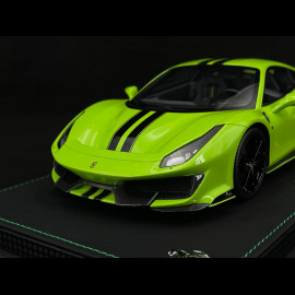 Ferrari 488 Pista 2018 Verde Germoglio / Black Stripes / Carbon Rims 1/18 BBR Models P18145O