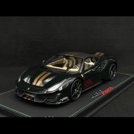 Ferrari 488 Pista 2018 Verde British / Gold Stripes / Carbon Rims 1/18 BBR Models P18145N