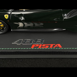 Ferrari 488 Pista 2018 Verde British / Gold Stripes / Carbon Rims 1/18 BBR Models P18145N