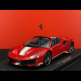 Ferrari 488 Pista Spider 2018 Rosso Corsa / Italienischer Trikolore Streifen 1/18 BBR Models P18162C4