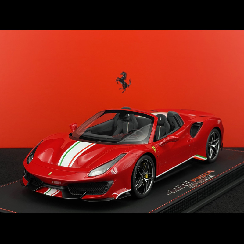 Ferrari 488 Pista Spider 2018 Rosso Corsa / Italian Tricolor Stripe 1/18 BBR Models P18162C4