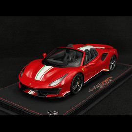 Ferrari 488 Pista Spider 2018 Rosso Corsa / Italian Tricolor Stripe 1/18 BBR Models P18162C4