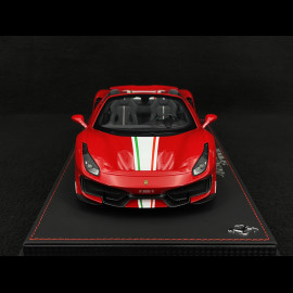 Ferrari 488 Pista Spider 2018 Rosso Corsa / Italienischer Trikolore Streifen 1/18 BBR Models P18162C4