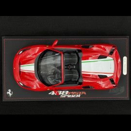 Ferrari 488 Pista Spider 2018 Rosso Corsa / Italienischer Trikolore Streifen 1/18 BBR Models P18162C4