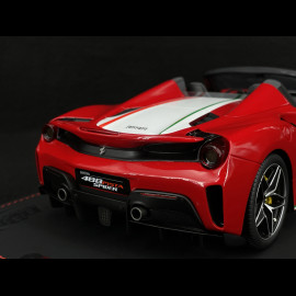Ferrari 488 Pista Spider 2018 Rosso Corsa / Italienischer Trikolore Streifen 1/18 BBR Models P18162C4