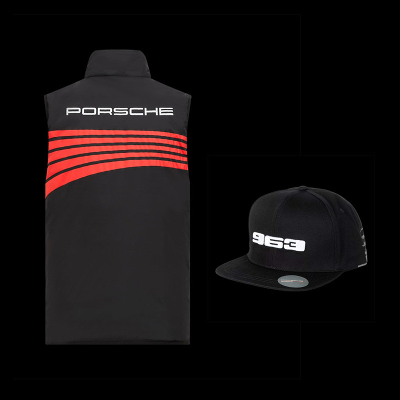 Set of 2 Porsche Sleeveless Jacket Motorsport 963 Penske and Hat Black