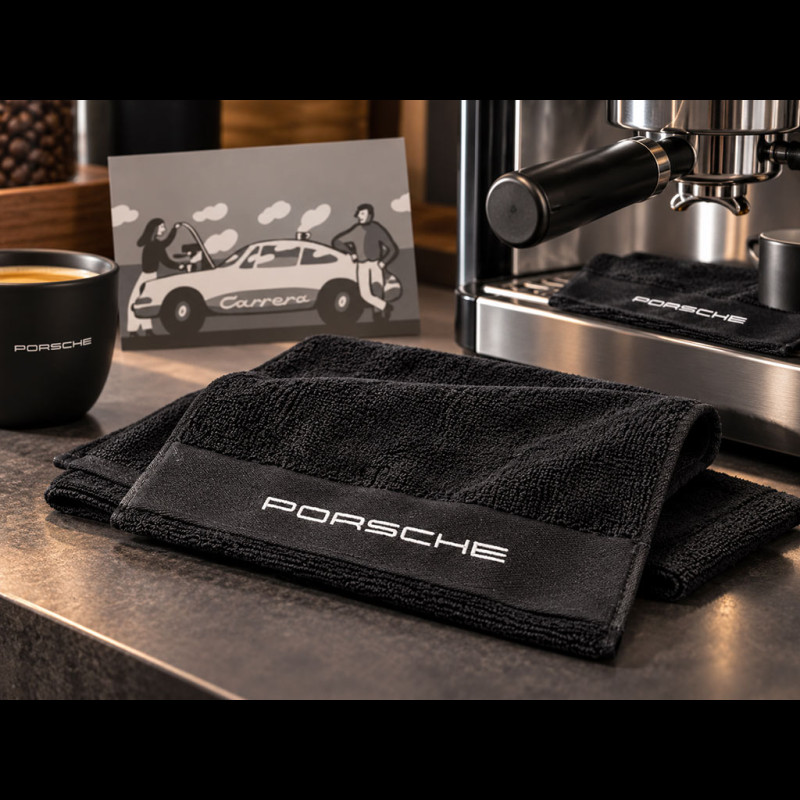 Set mit 3 Handtüchern Porsche Barista für Kaffeemaschinen Schwarz WAP05000626BHT