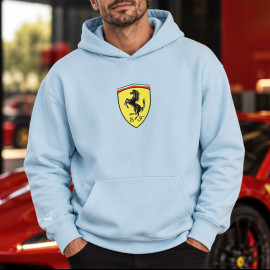 Ferrari Sweatshirt Offiziell mit Gesticktem Wappen F1 Team Leclerc / Hamilton Puma Hellblau 701231831-001 - unisex