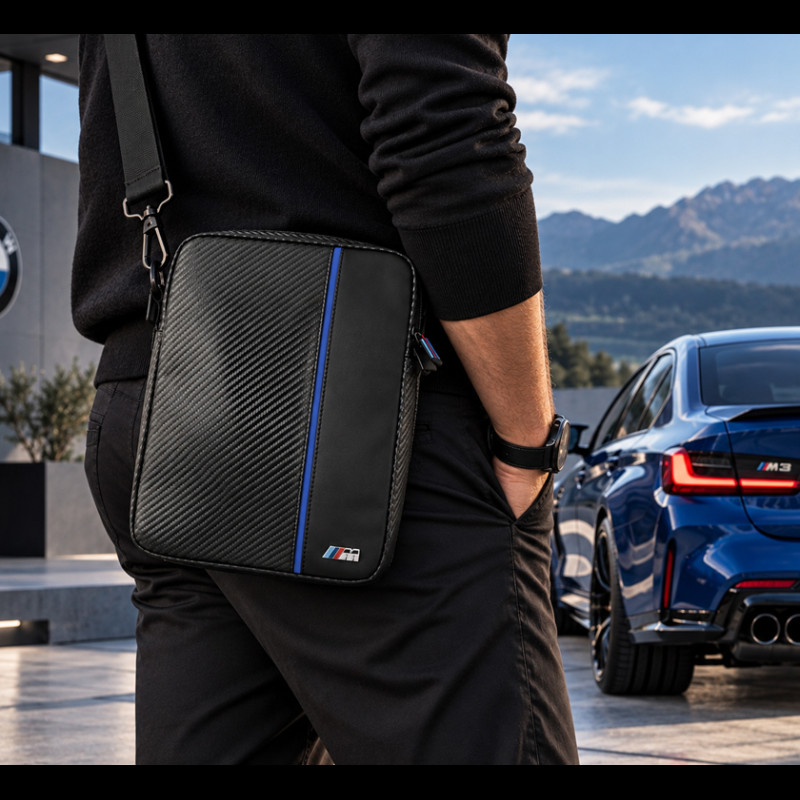 BMW Shoulder Bag Leather Carbon Black/ Blue BMW BMTB10CAPNBK