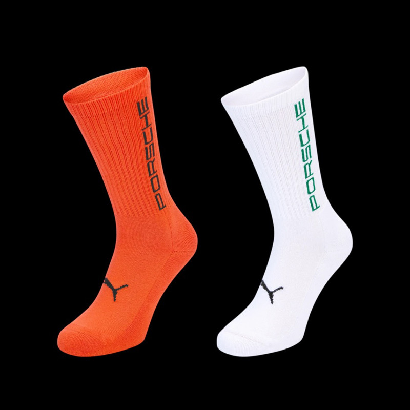 Porsche Socken 911 Carrera RS 2.7 - 2er-Set Puma Tangerine Orange / Grand Prix Weiß WAP127RS2