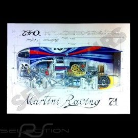 Porsche 917 L Martini Racing 1971 original drawing by Sébastien Sauvadet