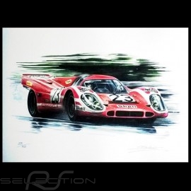 Porsche 917 Le Mans 1970 n° 23 original drawing by Sébastien Sauvadet
