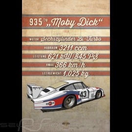 Plakat Porsche 935 Moby Dick Drückplatte auf Aluminium Dibond 40 x 60 cm Helge Jepsen