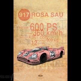 Plakat Porsche 917 Rosa Schwein Drückplatte auf Aluminium Dibond 40 x 60 cm Helge Jepsen