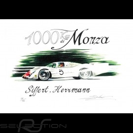 Porsche 908 n° 5 1000 km Monza original drawing by Sébastien Sauvadet