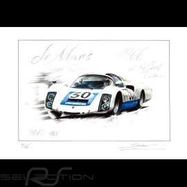 Porsche 906 n° 30 Le Mans 1966 original drawing by Sébastien Sauvadet