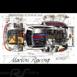 Porsche 935 Martini 1976 original drawing by Sébastien Sauvadet