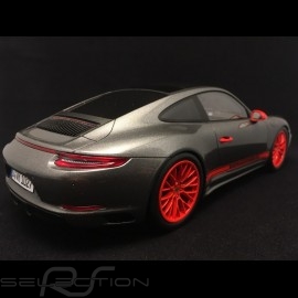 Porsche 911 type 991 Carrera 4S Mk 2 agate grey / orange 1/18 Spark WAX02100013