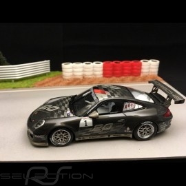Diorama Dekor Rennstrecke Gerade mit Bäume, rot und weiß Reifen und Vibrator 1/43