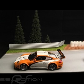 Diorama Dekor Rennstrecke Gerade mit Bäume, rot und weiß Reifen und Vibrator 1/43