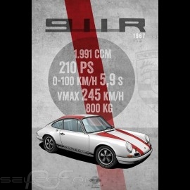 Poster Porsche 911 R 1967 printed on Aluminium Dibond plate 40 x 60 cm Helge Jepsen