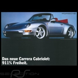 Porsche Poster 911 type 993 Cabriolet 1993 - Advertising reprint