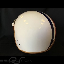 Helmet Steve McQueen Ivory with red and blue stripes